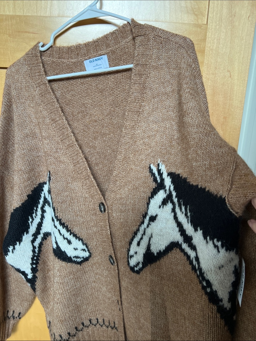 NWT Old Navy Women's Brown Horse-Print V-Neck Cardigan